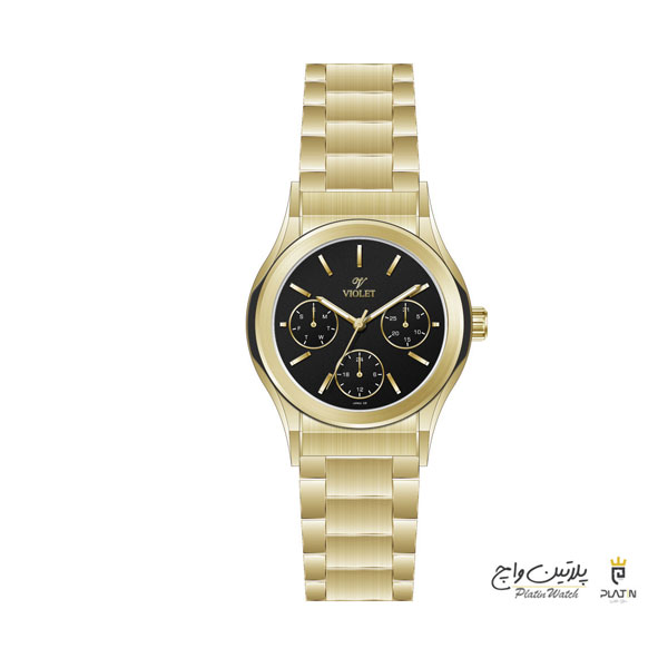 ساعت مچي عقربه ای مردانه ويولت تمام طلایی صفحه سفید کرنوگراف کد 0564/2