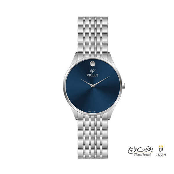 ساعت مچی ویولت، زنانه تک موتوره،گرد فلزی،استیل صفحه سرمه ای کد 0609