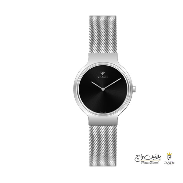 ساعت مچی ویولت، زنانه تک موتوره ،گرد فلزی،استیل صفحه مشکی،